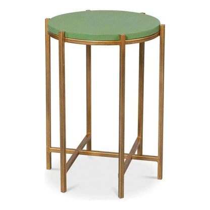 Spence Mdf and Iron Green Round Side Table - LOOMLAN - Sarreid - Side Tables