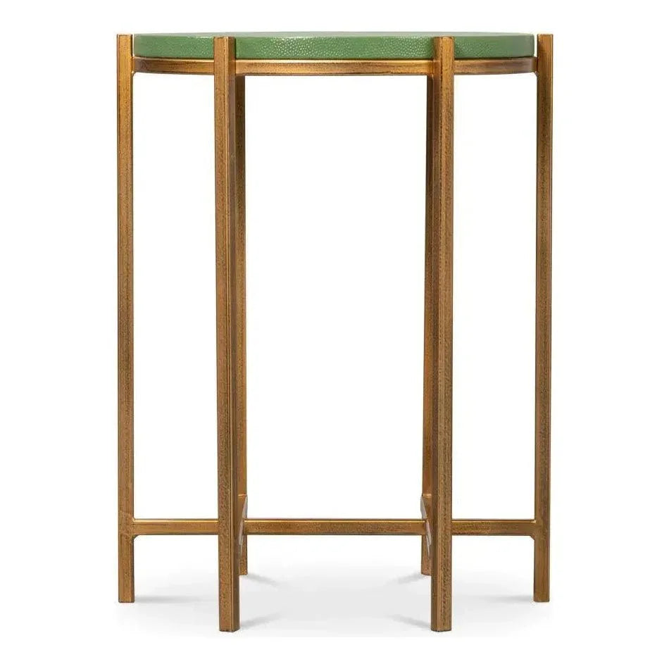 Spence Mdf and Iron Green Round Side Table - LOOMLAN - Sarreid - Side Tables