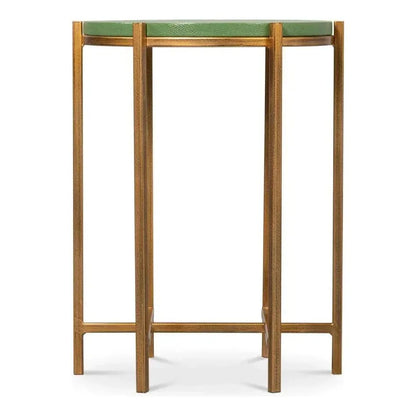 Spence Mdf and Iron Green Round Side Table - LOOMLAN - Sarreid - Side Tables