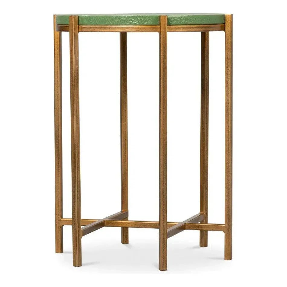 Spence Mdf and Iron Green Round Side Table - LOOMLAN - Sarreid - Side Tables