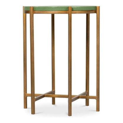 Spence Mdf and Iron Green Round Side Table - LOOMLAN - Sarreid - Side Tables