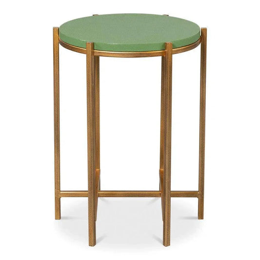 Spence Mdf and Iron Green Round Side Table - LOOMLAN - Sarreid - Side Tables