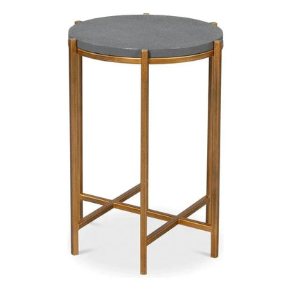 Spence Mdf and Iron Grey Round Side Table - LOOMLAN - Sarreid - Side Tables