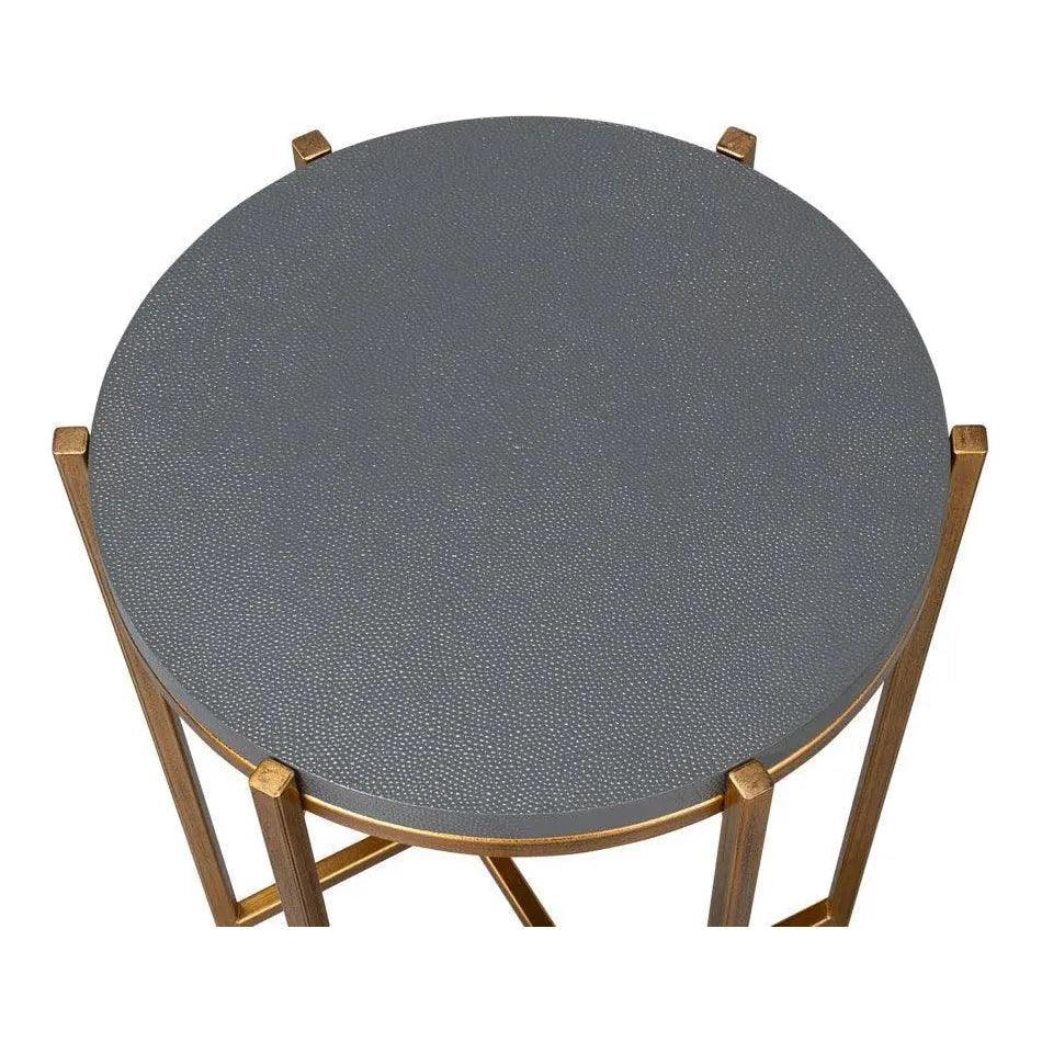 Spence Mdf and Iron Grey Round Side Table - LOOMLAN - Sarreid - Side Tables