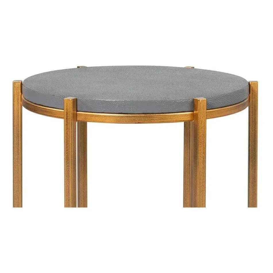 Spence Mdf and Iron Grey Round Side Table - LOOMLAN - Sarreid - Side Tables