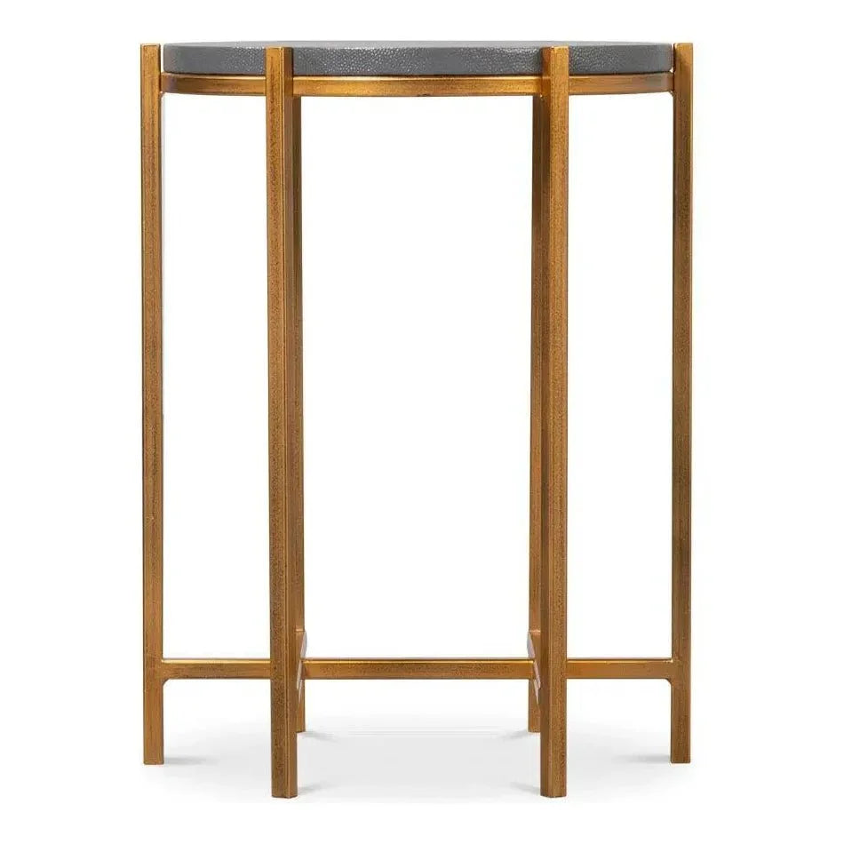 Spence Mdf and Iron Grey Round Side Table - LOOMLAN - Sarreid - Side Tables