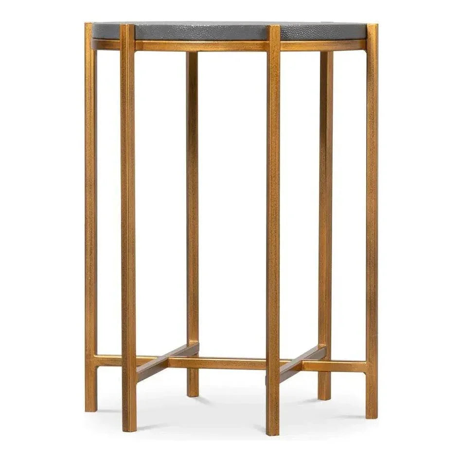 Spence Mdf and Iron Grey Round Side Table - LOOMLAN - Sarreid - Side Tables