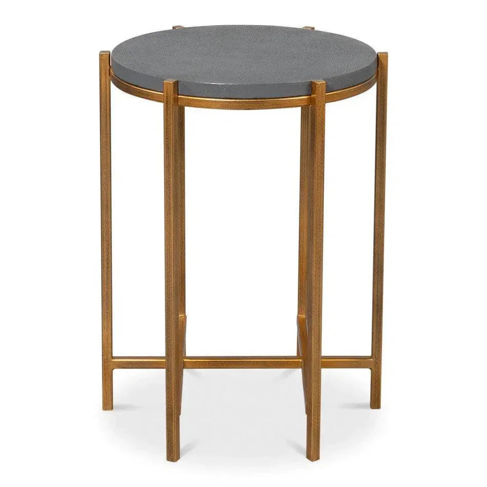 Spence Mdf and Iron Grey Round Side Table - LOOMLAN - Sarreid - Side Tables