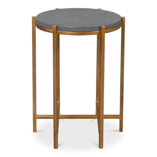 Spence Mdf and Iron Grey Round Side Table - LOOMLAN - Sarreid - Side Tables