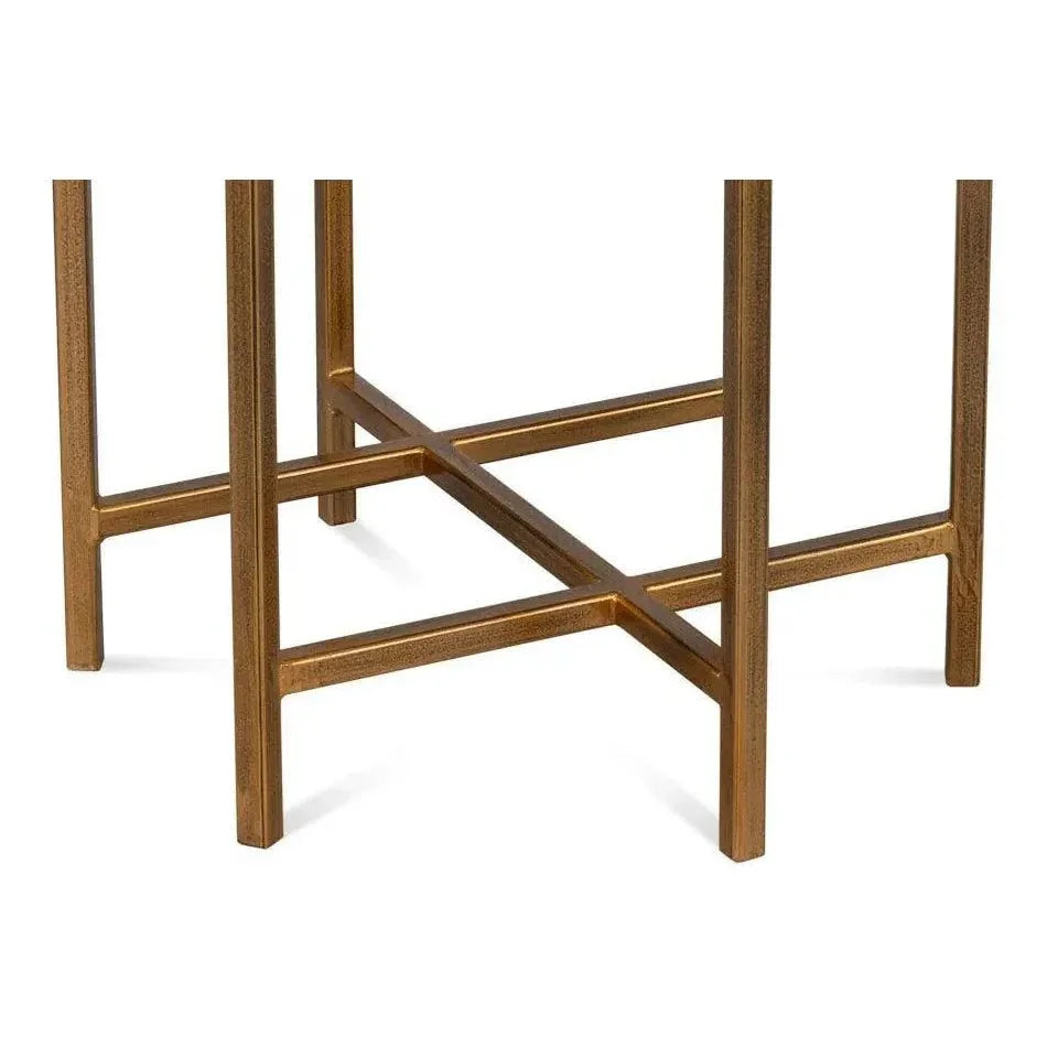 Spence Mdf and Iron Tan Round Side Table - LOOMLAN - Sarreid - Side Tables