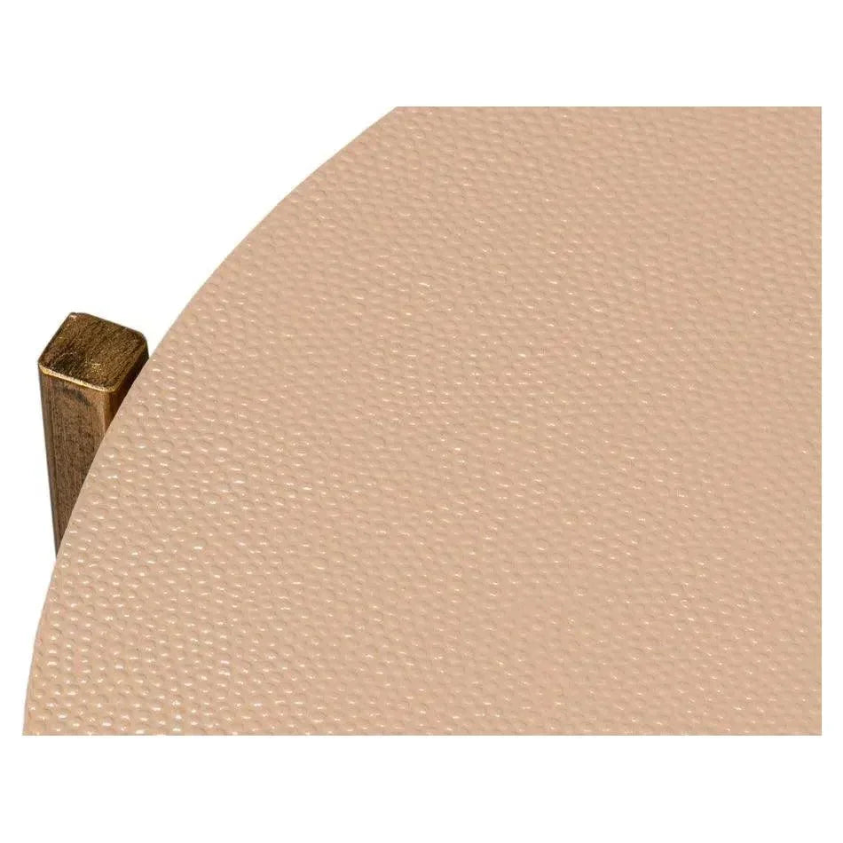 Spence Mdf and Iron Tan Round Side Table - LOOMLAN - Sarreid - Side Tables