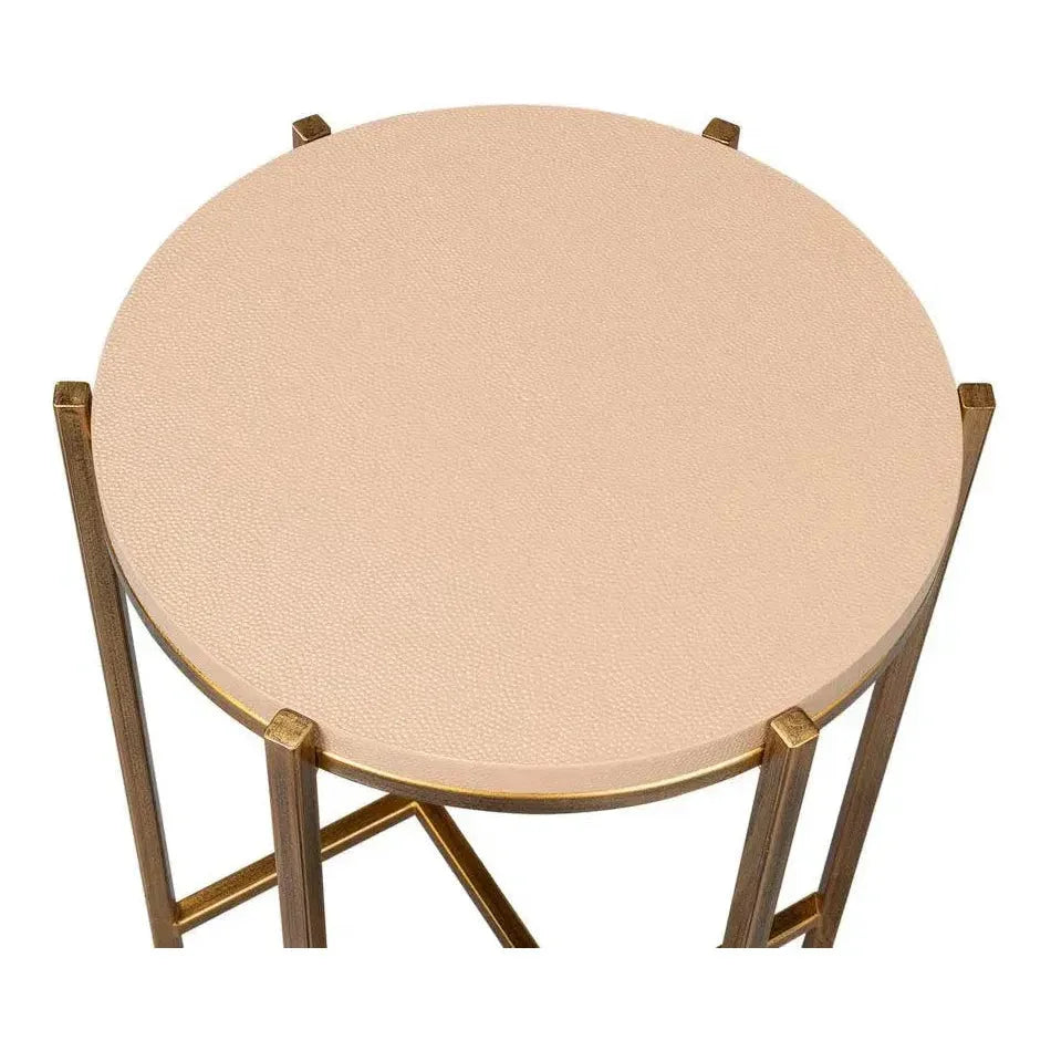 Spence Mdf and Iron Tan Round Side Table - LOOMLAN - Sarreid - Side Tables