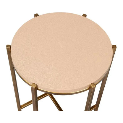 Spence Mdf and Iron Tan Round Side Table - LOOMLAN - Sarreid - Side Tables