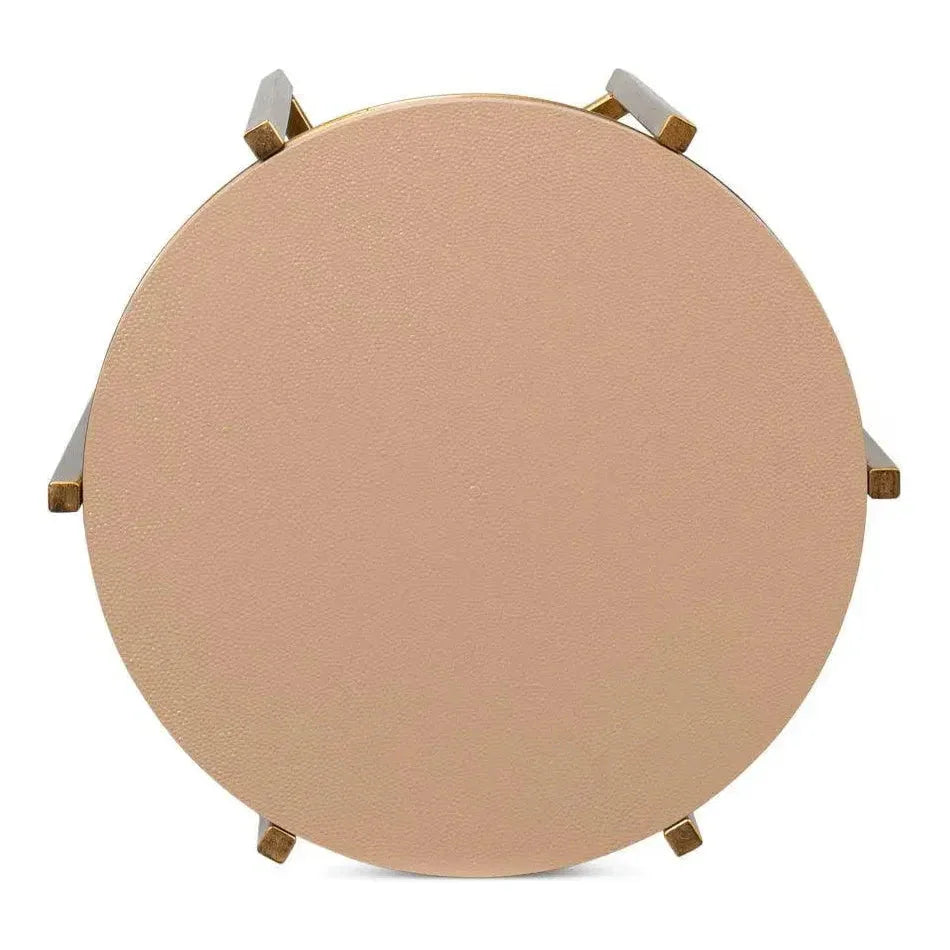 Spence Mdf and Iron Tan Round Side Table - LOOMLAN - Sarreid - Side Tables