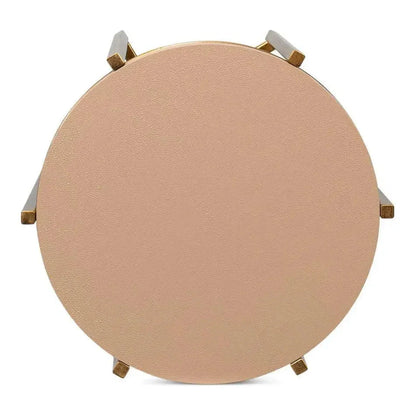 Spence Mdf and Iron Tan Round Side Table - LOOMLAN - Sarreid - Side Tables