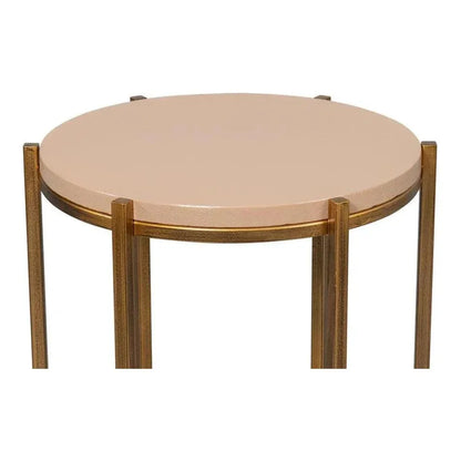 Spence Mdf and Iron Tan Round Side Table - LOOMLAN - Sarreid - Side Tables