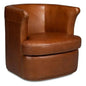 Spencer Distilled Leather Brown Swivel Chair - LOOMLAN - Sarreid - Club Chairs