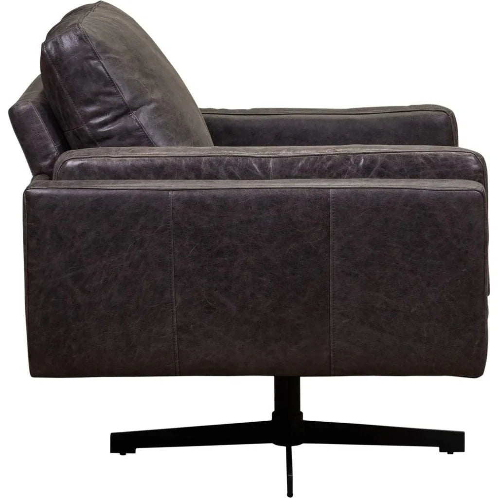Spencer Leather Modern Swivel Chair - LOOMLAN - Olivia + Quinn - Club Chairs