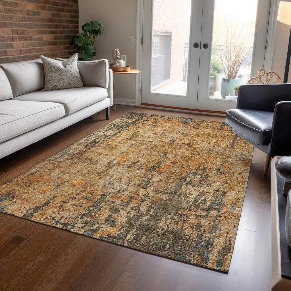 Spindlea Orange Washable Indoor - Outdoor Rug - LOOMLAN - LOOMLAN Rugs - Outdoor Rugs