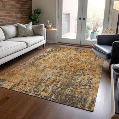 Spindlea Orange Washable Indoor - Outdoor Rug - LOOMLAN - LOOMLAN Rugs - Outdoor Rugs