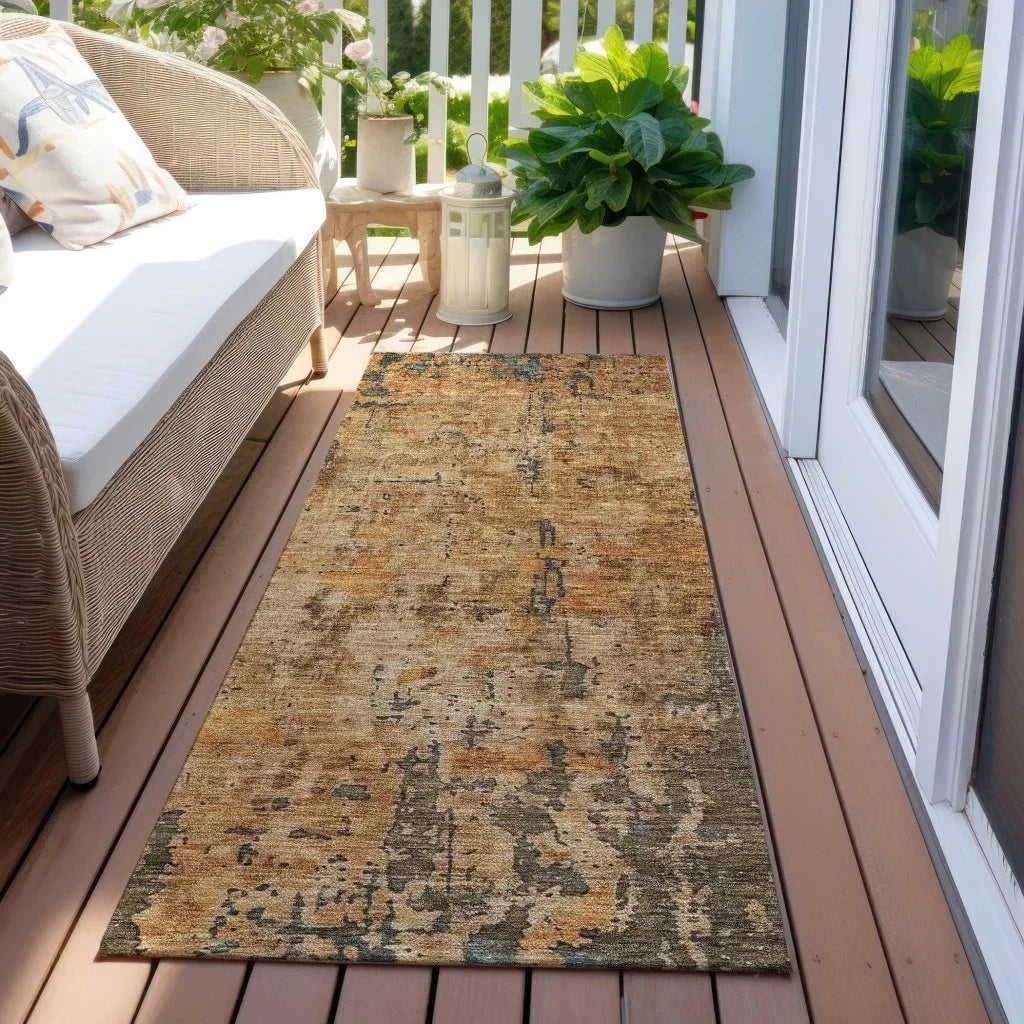 Spindlea Orange Washable Indoor - Outdoor Rug - LOOMLAN - LOOMLAN Rugs - Outdoor Rugs
