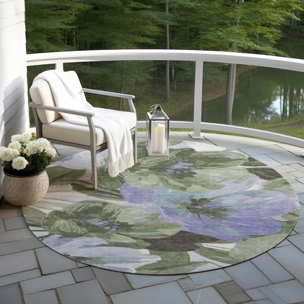 Spindleya Green Washable Indoor - Outdoor Rug - LOOMLAN - LOOMLAN Rugs - Outdoor Rugs