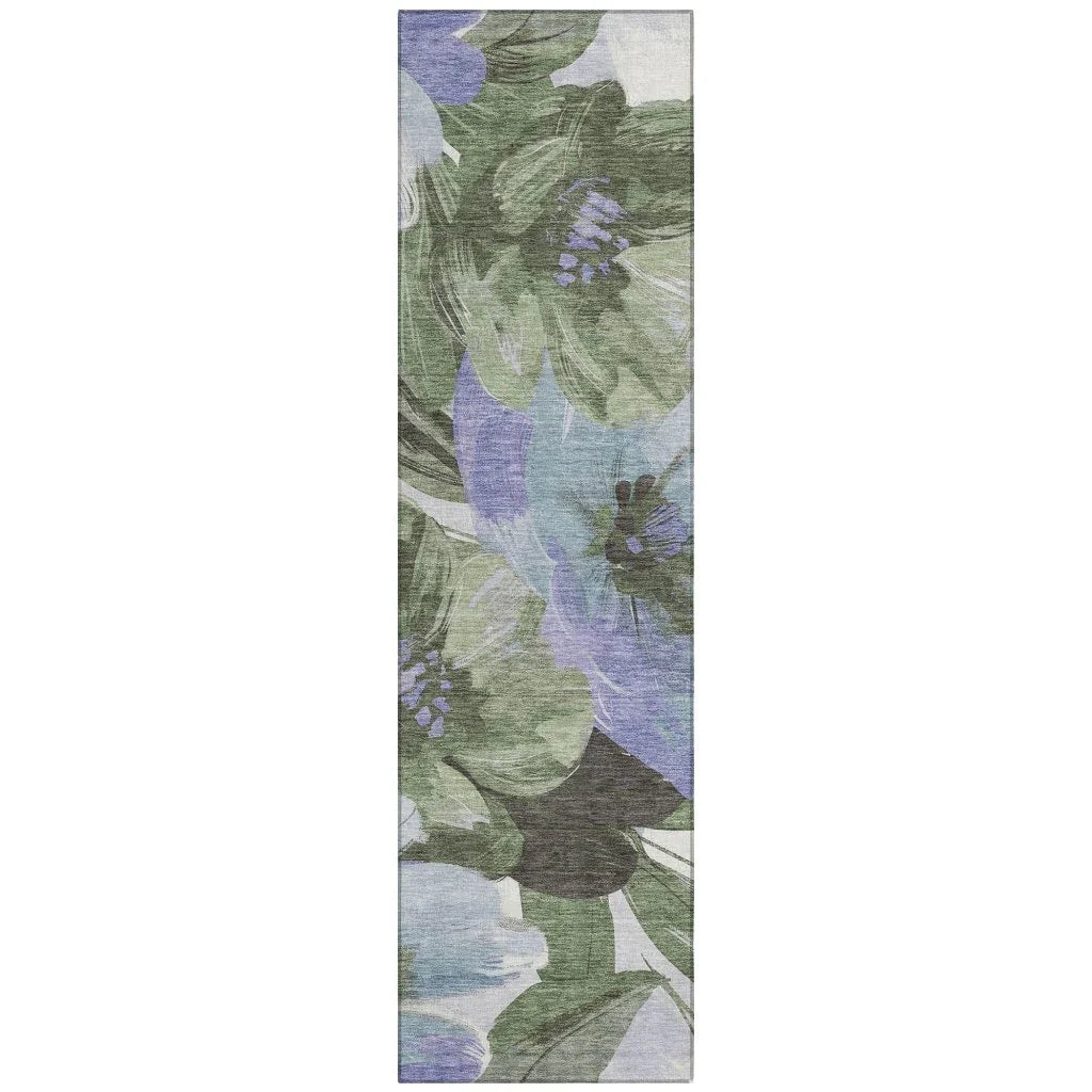 Spindleya Green Washable Indoor - Outdoor Rug - LOOMLAN - LOOMLAN Rugs - Outdoor Rugs