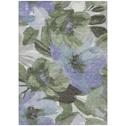 Spindleya Green Washable Indoor - Outdoor Rug - LOOMLAN - LOOMLAN Rugs - Outdoor Rugs