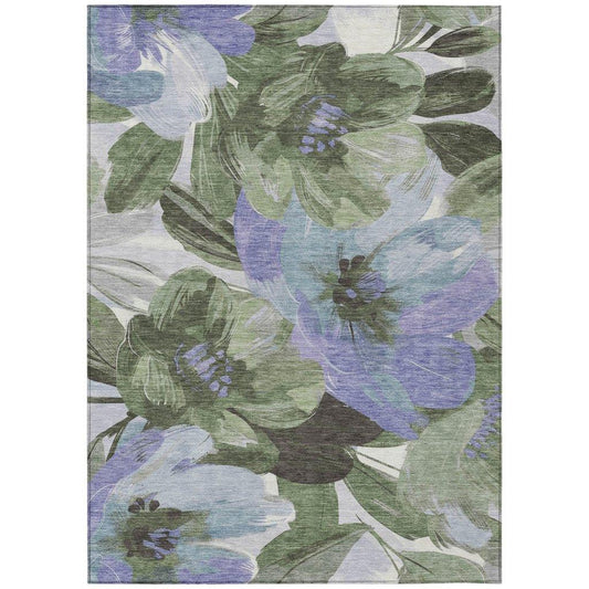 Spindleya Green Washable Indoor - Outdoor Rug - LOOMLAN - LOOMLAN Rugs - Outdoor Rugs