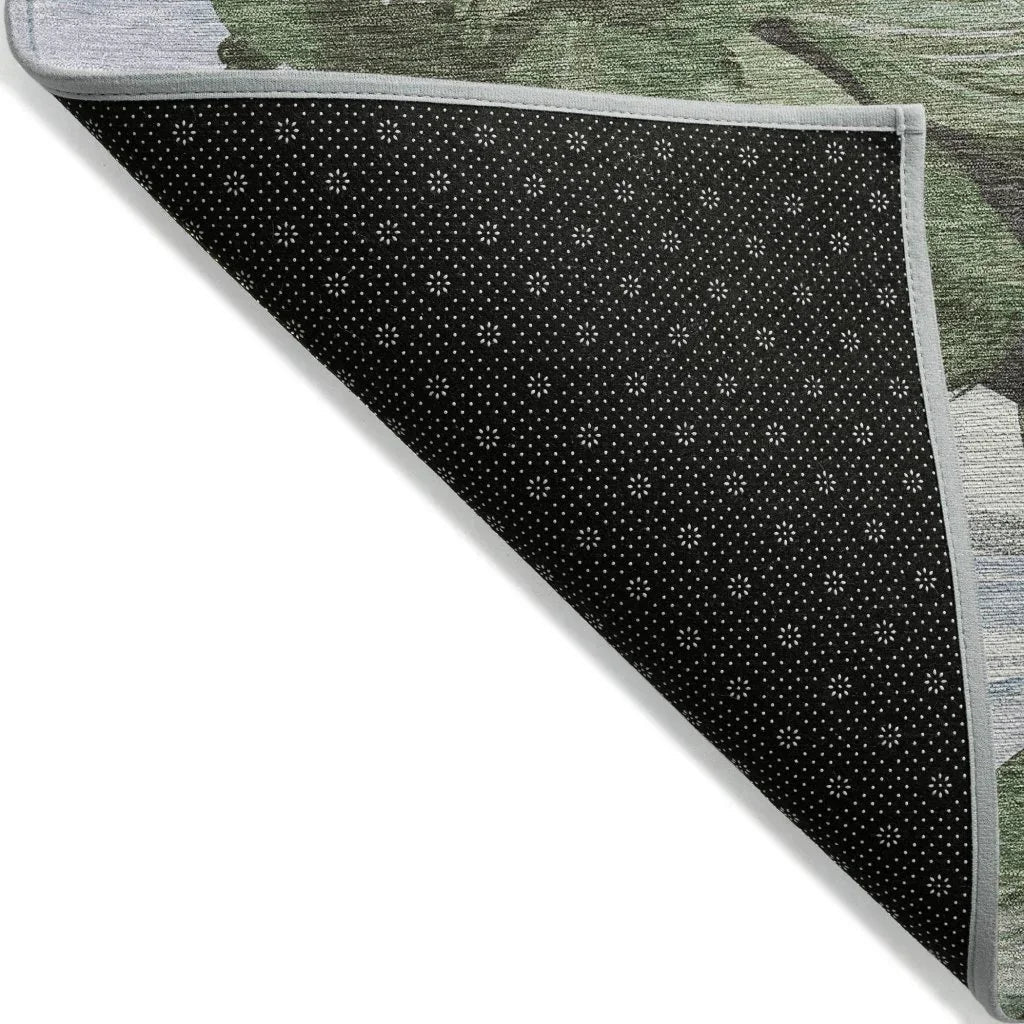 Spindleya Green Washable Indoor - Outdoor Rug - LOOMLAN - LOOMLAN Rugs - Outdoor Rugs