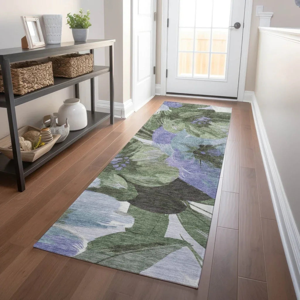 Spindleya Green Washable Indoor - Outdoor Rug - LOOMLAN - LOOMLAN Rugs - Outdoor Rugs