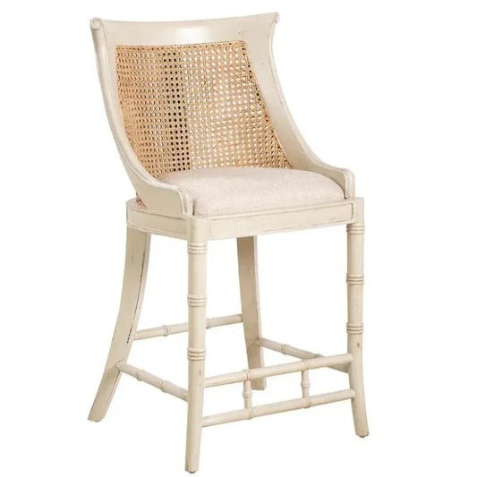 Spoonback Linen Cream Counter Stool - LOOMLAN - Furniture Classics - Counter Stools