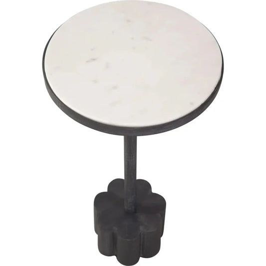 Sprout Iron & Marble White Round Accent Table - LOOMLAN - Bassett Mirror - Side Tables