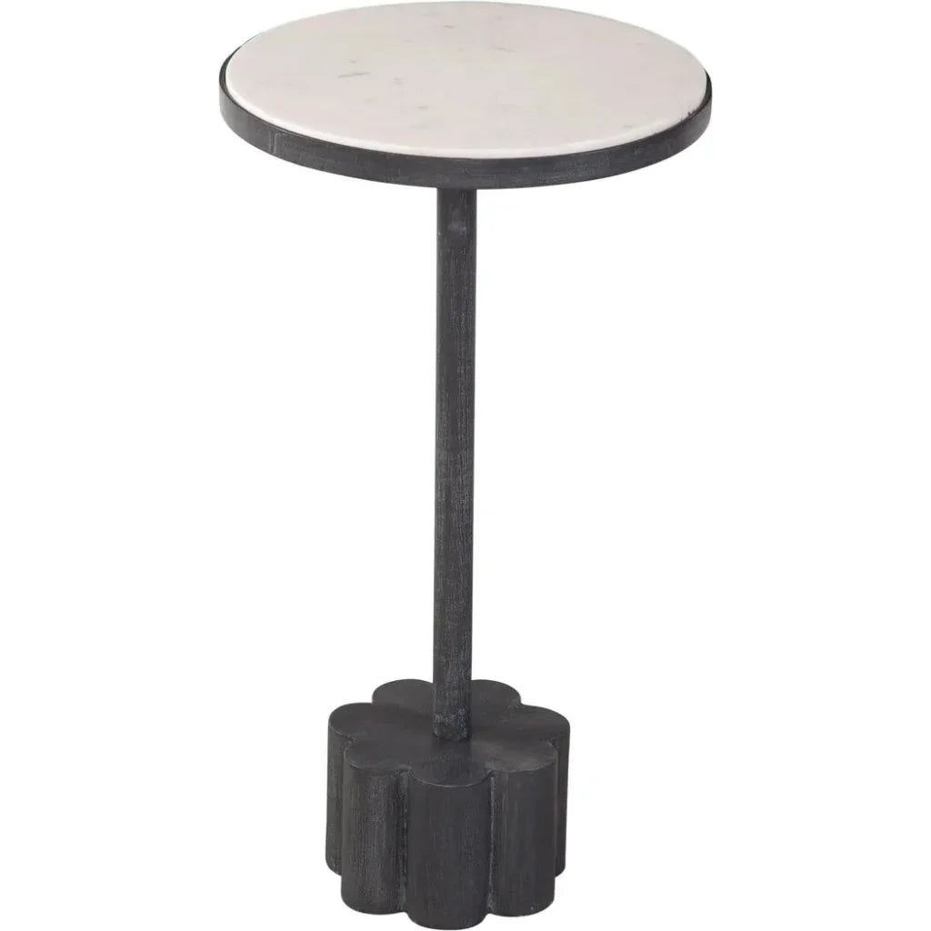 Sprout Iron & Marble White Round Accent Table - LOOMLAN - Bassett Mirror - Side Tables