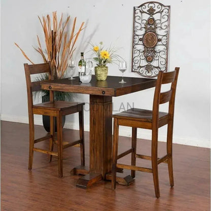 Square Adjustable Height Brown Pub Table - LOOMLAN - Sunny D - Bar Tables