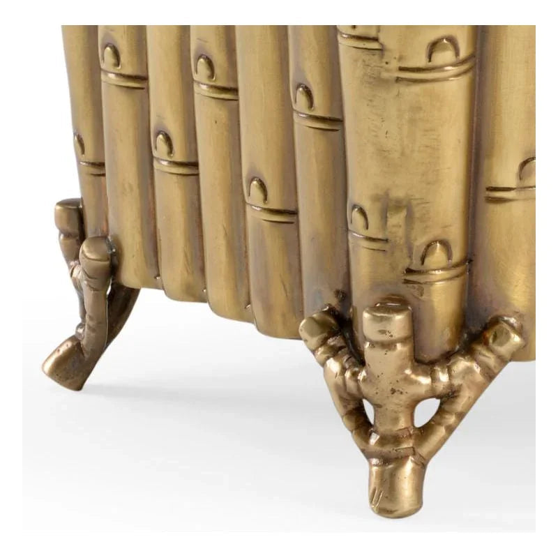 Square Bamboo Design Brass Planter - LOOMLAN - Wildwood - Planters