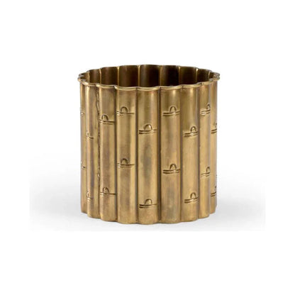 Square Bamboo Design Brass Planter - LOOMLAN - Wildwood - Planters