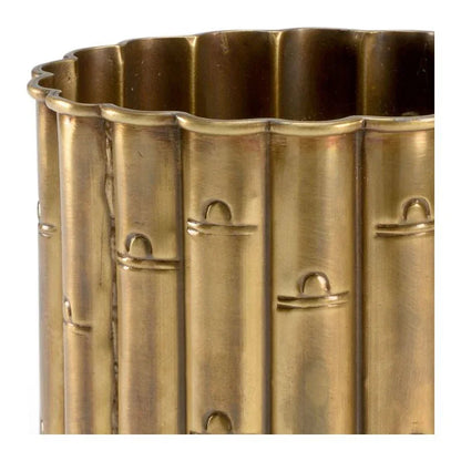 Square Bamboo Design Brass Planter - LOOMLAN - Wildwood - Planters