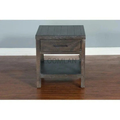 Square Natural Wood End Table 1 Drawer - LOOMLAN - Sunny D - Side Tables