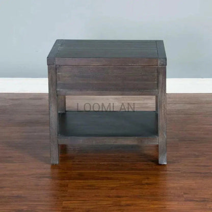 Square Natural Wood End Table 1 Drawer - LOOMLAN - Sunny D - Side Tables