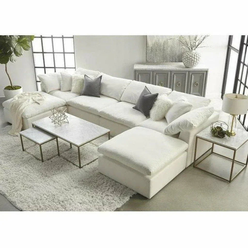 Square Sky Modular Ottoman LiveSmart White-Modular Components-Essentials For Living-LOOMLAN