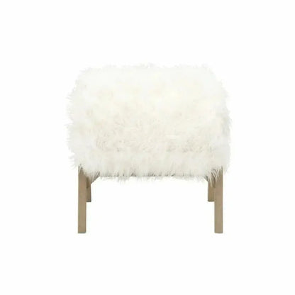Square Tibet Ottoman White Fur Smoke Gray Oak - LOOMLAN - Essentials For Living - Poufs and Stools