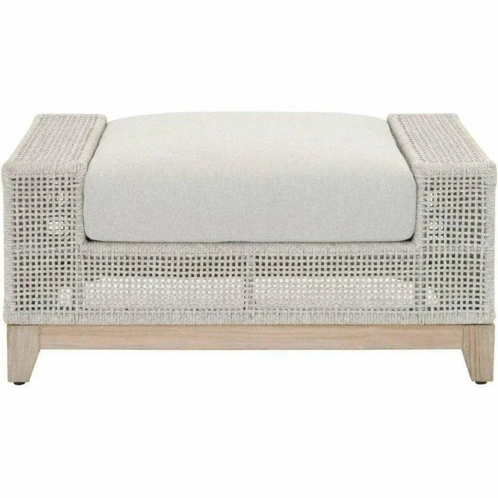 Square Tropez Outdoor Ottoman Taupe Rope-Outdoor Modulars-Essentials For Living-LOOMLAN