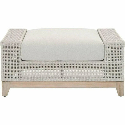 Square Tropez Outdoor Ottoman Taupe Rope-Outdoor Modulars-Essentials For Living-LOOMLAN