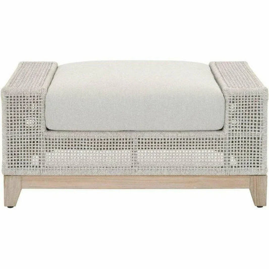 Square Tropez Outdoor Ottoman Taupe Rope-Outdoor Modulars-Essentials For Living-LOOMLAN