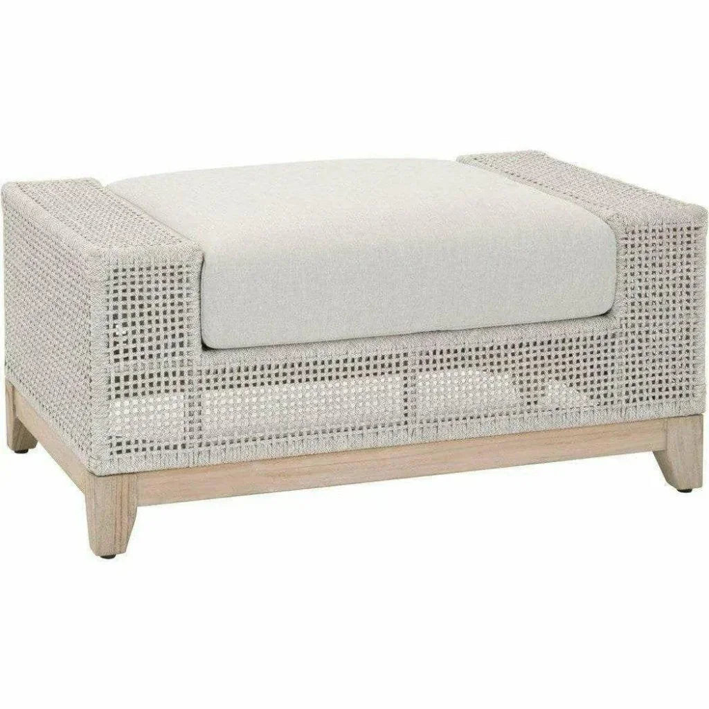 Square Tropez Outdoor Ottoman Taupe Rope-Outdoor Modulars-Essentials For Living-LOOMLAN