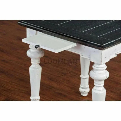Square White and Black Wood Accent End Table - LOOMLAN - Sunny D - Side Tables
