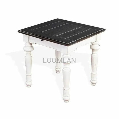 Square White and Black Wood Accent End Table - LOOMLAN - Sunny D - Side Tables