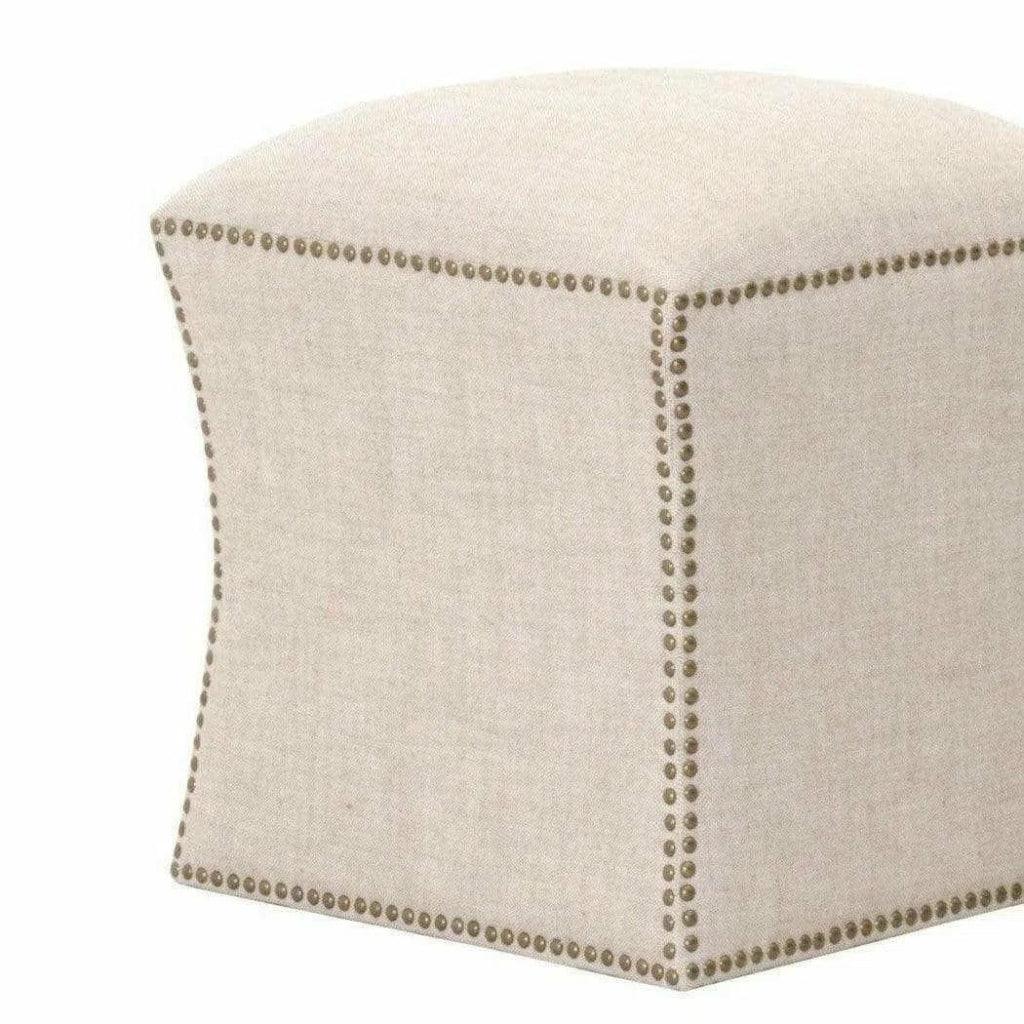 Square York Ottoman Bisque French Linen - LOOMLAN - Essentials For Living - Ottomans