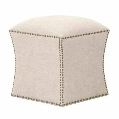 Square York Ottoman Bisque French Linen - LOOMLAN - Essentials For Living - Ottomans